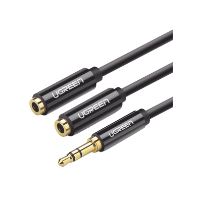 [N4-20816-206950] Cable Adaptador/Divisor de Audio de 3.5mm Macho a 2 Terminales de 3.5mm Hembra / 25 cm de Longitud / Cable TPE / Color Negro