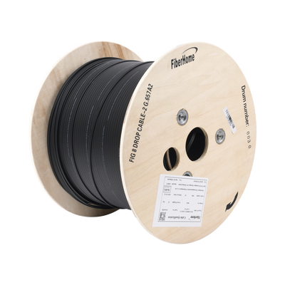 [N4-IC-FIG8A2-2C-172105] Carrete de 1 km de Fibra Óptica Aérea Mini Figura 8 G.657A2 tipo Drop, Monomodo de 2 Hilos (bifibra), Diseñada para Fusionarse, Color Negro, Span 80, (No Soporta Conectores Mecánicos)