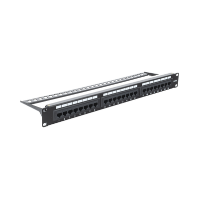 [N4-LP-PP-605A-75333] Panel de parcheo de impacto (110) UTP de 24 puertos Cat6A, 19in, con barra para Organizar cables y espacio para Etiqueta