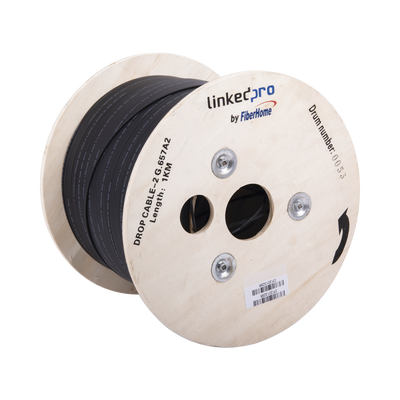 [N4-IC-DROPA2-2C-172103] Carrete de 1 km de Fibra Óptica Drop, Interior/Exterior G.657A2 Monomodo de 2 hilos (bifibra), Diseñada para Fusionarse, Dieléctrica, Forro Negro , (No Soporta Conectores Mecánicos)