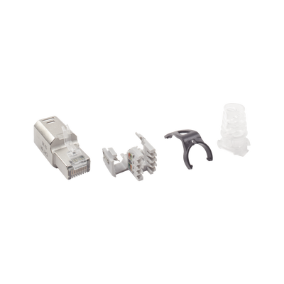 [N4-ZP1-6AS-01S-143289] Plug RJ45 Cat6A Blindado, Terminación en Campo, Compatible con Todas las Categorías, Con Clip Protector de Seguro