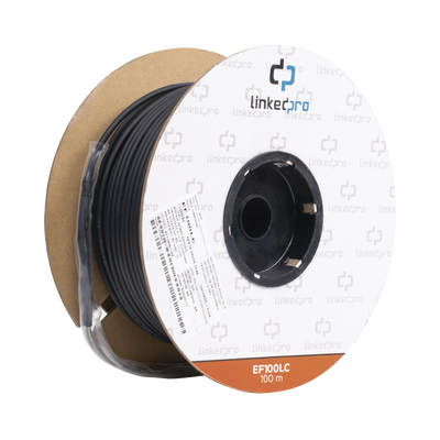 [N4-EF-100-LC-170192] Carrete de Fibra Óptica Monomodo con Conectores LC-LC Duplex, Reforzada con Kevlar, de 100 metros, Para instalaciones subterráneas por tubería