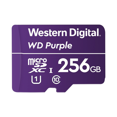 [N4-WD256MSD-165411] Memoria microSD de 256 GB PURPLE, Especializada Para Videovigilancia, 10 VECES MAYOR DURACIÓN, 3 AÑOS DE GARANTIA