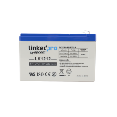 [N4-LK1212-228949] Batería 12 V / 12 Ah / UL / Tecnología AGM / Vida útil promedio de 5 años / Uso en equipo electrónico / Intrusión / Incendio/ Control de acceso / Video Vigilancia / Terminales F1 ( Incluye adaptador F2 )