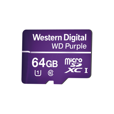[N4-WD64MSD-160296] Memoria microSD de 64GB PURPLE, Especializada Para Videovigilancia, 10 VECES MAYOR DURACIÓN, 3 AÑOS DE GARANTIA