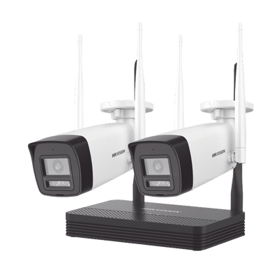 [N4-NKS422W0H-233658] Kit IP Inalámbrico 2 Megapixel (1080p) / NVS 4 Canales / 2 Cámaras Bala para Exterior con Lente 2.8 mm y Dual Light (30 mts IR + 20 mts Luz Blanca) / Audio Bidireccional (Micrófono y Bocina) / Soporta Micro SD de 512 GB