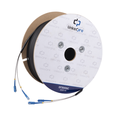 [N4-EF-300-SC-170171] Carrete de Fibra Óptica Monomodo con Conectores SC-SC Duplex, Reforzada con Kevlar, de 300 metros, Para instalaciones subterráneas por tubería