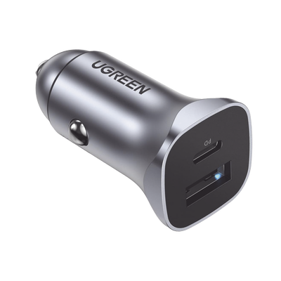 [N4-30780-206949] Cargador de Auto 24W | Puerto USB-A y USB-C | Carga Rápida | Compatible con Vehículos de 12 y 24 VCD | PD3.0 + QC3.0 | Indicador Led | Diseño Compacto | Chip Inteligente | Caja de Aluminio.