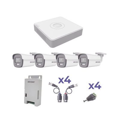 [N4-KH1080PL4BC-198412] KIT COLORVU TURBOHD 1080p Lite / DVR 4 Canales / 4 Cámaras Bala (exterior 2.8 mm) / Transceptores / Conectores / Fuente de Poder Profesional