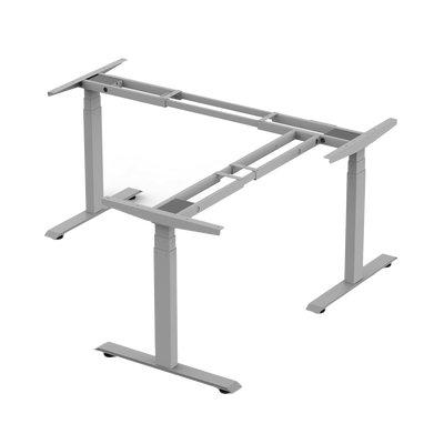 [N4-EM33-3A3-219548] Base de Escritorio Motorizado Profesional Tipo L (3 Columnas) / Altura Ajustable 60-125cm / Estructura Estable / Funcionamiento Suave / 4 Preset de Posiciones / Color Gris / Soporta hasta 150Kg de carga