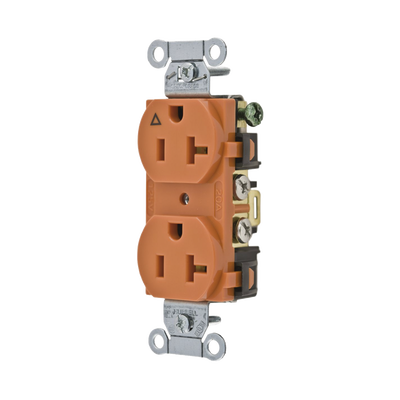 [N4-HUB-IG5352-213465] Contacto Dúplex Conexión a Tierra Aislada/ 20 A 125 V/ 2 polos 3 Hilos/ Color naranja/ Nema 5- 20R/ Grado Comercial.