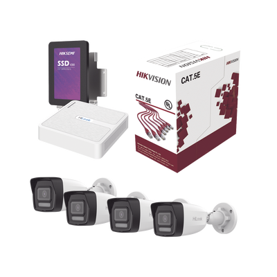[N4-KHL4B/1TB-153463] Kit IP 4 Megapixel / NVR de 4 Canales / 4 Cámaras IP / Bobina de Cable de 100 mts / Disco Duro 1 TB