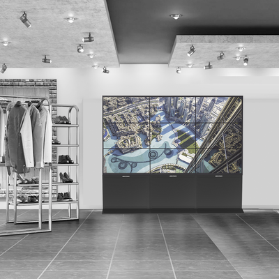 [N4-DS-CW3X3LUY-55-205767] Kit Videowall Comercial 3X3 / Incluye 9 Pantallas 55" / 3 Controladores de 2 Entradas HDMI / Base de Piso