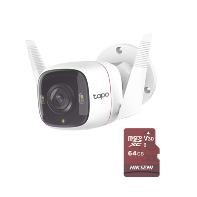 [N4-TAPO-C320WS/HS64-229571] Kit de Cámara IP Wi-Fi / Incluye 1 Pieza Modelo TAPO-C320WS  /  Utiliza La App Tapo / 1 Memoria Micro SD Modelo Mod  HS-TF-E1/64G