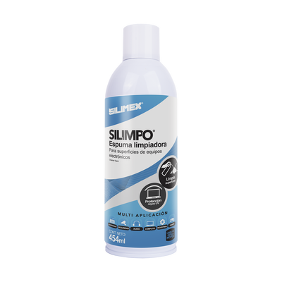[N4-SILIMPO-160999] Espuma limpiadora para todo tipo de superficies plásticas y metálicas de sistemas de vídeo, audio, telefonía y equipo de computo, contiene protectores de rayos UV, 454 ml