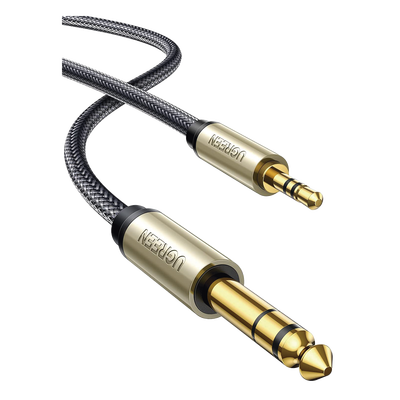 [N4-40806-222983] Cable Audio Estéreo 3.5mm (1/8") TRS a 6.35mm (1/4") TS / 5 Metros / Audio de Hi-Fi / Trenza de Nylon / Blindaje Múltiple / Caja de Aleación Zinc / Núcleo de Cobre Puro / Compatibilidad Universal