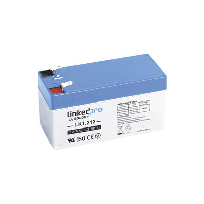 [N4-LK1.212-230356] Batería 12 V / 1.2 Ah / UL / 5 Años vida útil promedio / Para uso en equipo electrónico /Alarmas de Intrusión / Incendio/ Control de acceso / Video Vigilancia / Terminales F1  ( Incluye adaptador F2 )