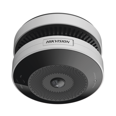 [N4-HF-VS409-214103] (HikFire) Mini Fisheye IP 4 Megapixel con Detector de Humo Puntual  / Autónomo / Entrada y Salida de Alarma / 15 mts IR / PoE / WDR 120 dB / Alarma de 85 dB / MicroSD 128GB / Compatible con Hik-Connect