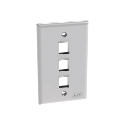 [N4-NK3FNWH-194819] Placa de Pared Vertical, Salida Para 3 Puertos Keystone, Color Blanco