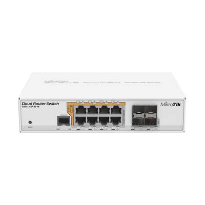 [N4-CRS112-8P-4S-IN-165668] Cloud Router Switch Administrable L3, 8 puertos 10/100/1000 Mbps c/PoE Pasivo ó 802.3af/at, 4 Puertos SFP