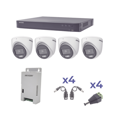 [N4-KH1080P4EC-198487] KIT COLORVU TURBOHD 1080p / DVR 4 Canales / 4 Cámaras eyeball (exterior) lente 2.8mm / Fuente de poder profesional / Transceptores de video y Accesorios de corriente