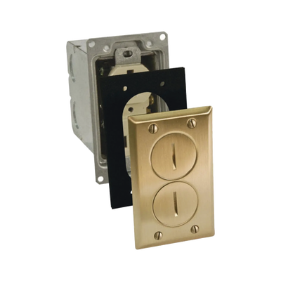 [N4-HUB-RF6500-BR-215112] Kit de Caja de Piso con Receptaculo de  15A 125V/ Acabado Latón.