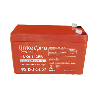 [N4-LK9.512FR-229358] Batería 12 V / 9.5 Ah / UL / Tecnología AGM-VRLA / Vida útil promedio de 5 años / Retardante a la Flama /  Uso en equipo electrónico, Alarmas de Intrusión / Incendio/ Control de acceso / Video Vigilancia / Termina