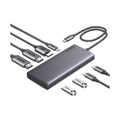 [N4-35625-234542] HUB USB-C (Docking Revodok 308) 8 en 1 | 2 Puertos HDMI 4K@60Hz | 1 Puerto DisplayPort 4K@60Hz 2 USB-A 10Gbps) | 2 USB-C (10Gbps) | USB-C PD Carga 100W | Chip de Ultima Generacion | Carcasa de Aluminio.