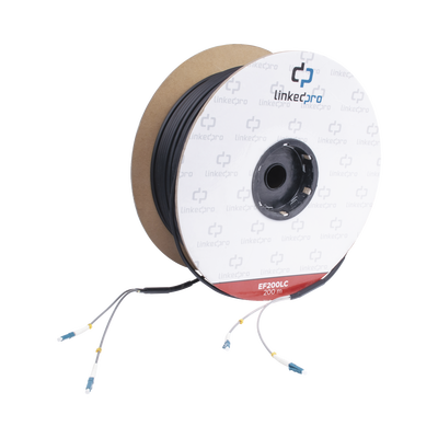 [N4-EF-200-LC-170194] Carrete de Fibra Óptica Monomodo con conectores LC-LC Duplex, Reforzada con Kevlar, de 200 metros, Para instalaciones subterráneas por tubería