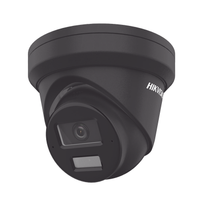 [N4-DS-2CD2343G2-LI2U(BLACK)-228604] [Dual Light + 2 Micrófonos de Doble Matriz] Turret IP 4 Megapixel / Color Negro / Lente 2.8 mm / 30 mts Luz Blanca + 30 mts IR / ACUSENSE / Exterior IP67 / WDR 120 dB / PoE / ONVIF / Micro SD / Metal / ACUSEARCH
