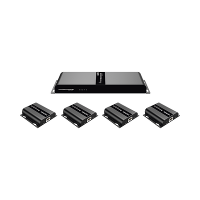 [N4-TT-314-HDBITT-190710] Kit Divisor y Extensor HDMI (Extender Splitter)  / Divide 1 Fuente HDMI a 4 Pantallas / Extiende la señal HDMI hasta 120 m / Resolución 1080P @ 60 Hz / Cat 6/6a / Soporta IR / Baja Latencia / Uso24/7 / Alimente solo el Tx (PoC).