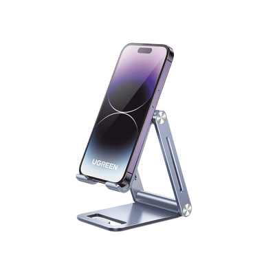 [N4-90461-221985] Soporte para Teléfono Celular de Aluminio / Angulo Ajustable / Amplia Compatibilidad con dispositivos de 4.7'' a 7.9'' / Antideslizante / Antiarañazos / Plegable / Color Azul