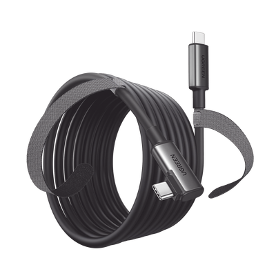 [N4-90629-234535] Cable USB-C a USB-C (Cable Link) | 5 metros (16 pies) |  Transferencia de Alta Velocidad | Carga Rápida | Un Extremo Angulado | Caja de Aluminio | Nylon Trenzado.