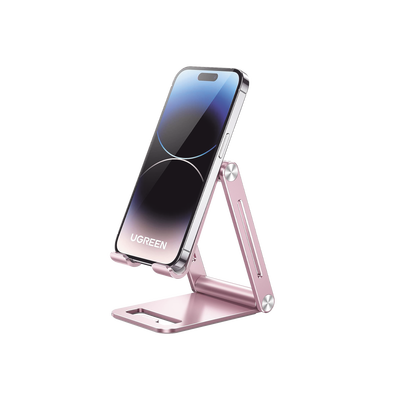 [N4-90460-221984] Soporte para Teléfono Celular de Aluminio / Angulo Ajustable / Amplia Compatibilidad con dispositivos de 4.7'' a 7.9'' / Antideslizante / Antiarañazos / Plegable / Color Rosa