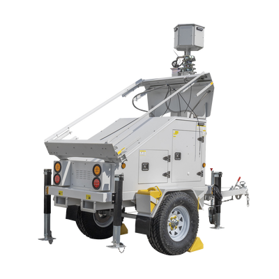 [N4-PST-VTS-3P-232759] Traila / Remolque con Mástil Retráctil de 7.5 m. para Videovigilancia o Iluminación, con Bases para Instalar Paneles Solares y Baterías (No incluidos)