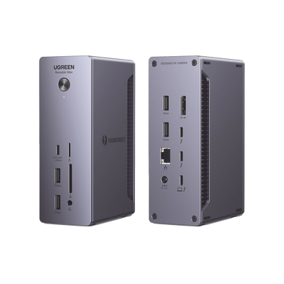 [N4-25054-227378] HUB USB-C (Docking Revodok Max 213) 13 en 1 | 2 Thunderbolt 4 (40Gbps,8K@30Hz) | 2 USB-A 3.2 (10Gbps) | 1 USB-C 3.2 (10Gbps, 20W) | 2 USB-A 3.0 (5Gbps) | Display Port 1.4 8K@30Hz | RJ45 (2.5 Gigabit) | SD + Micro SD (TF) 4.0 | Jack Audio 3.5mm.