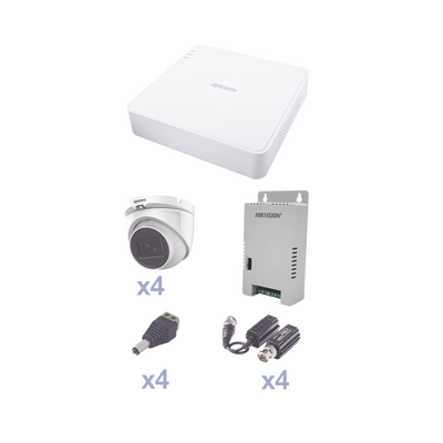[N4-KEVTX8T4EG/A-192490] KIT TurboHD con Audio 1080p / DVR 4 Canales / 4 Cámaras Domo (exterior 2.8 mm) / Transceptores / Conectores / Fuente de Poder / AUDIO POR COAXITRON