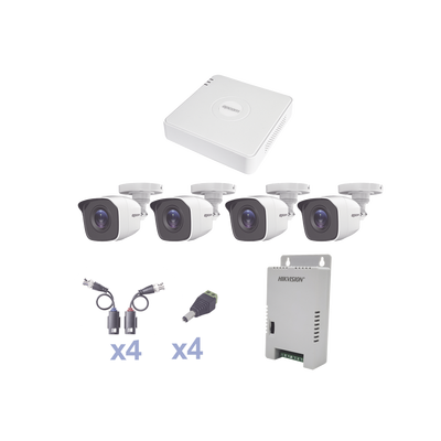 [N4-KESTXLT4BW-88413] KIT TurboHD 1080 Lite / DVR 4 Canales / 4 Cámaras Bala (exterior 2.8 mm) / Transceptores / Conectores / Fuente de Poder Profesional