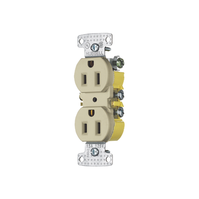 [N4-HUB-RR15I-205041] Contacto Duplex 15A 125V/ 2 Polos 3 Hilos / Cableado posterior y lateral / Nema 5-15R / Color Marfil.