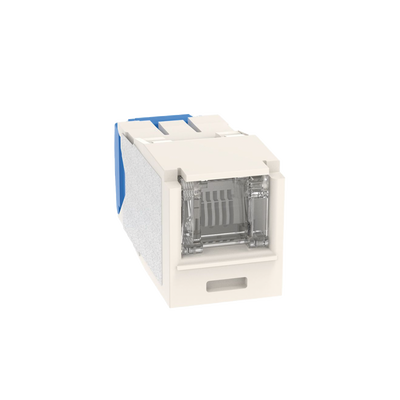 [N4-CJH6X88TGWH-190176] Conector Jack RJ45 Estilo TG con Ventana, Mini-Com, Categoría 6A, de 8 posiciones y 8 cables, Color Blanco