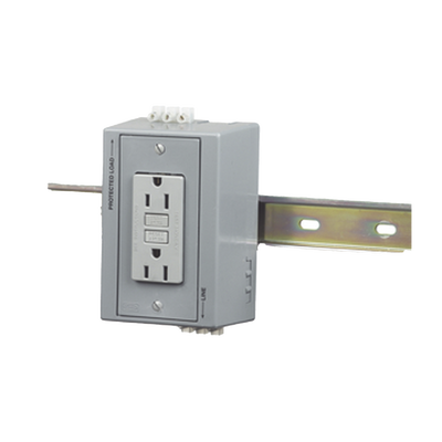 [N4-HUB-DRUB-GFI15-228637] Caja Utilitaria para Montaje en Riel Din con Contacto Duplex de 15 A 125 V / Nema 5-15R / Gris.