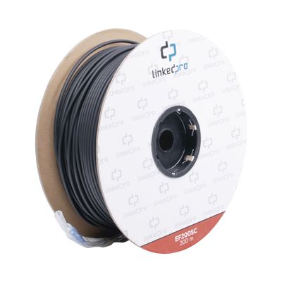 [N4-EF-200-SC-169889] Carrete de Fibra Óptica Monomodo con Conectores SC-SC Duplex, Reforzada con Kevlar, de 200 metros, Para instalaciones subterráneas por tubería