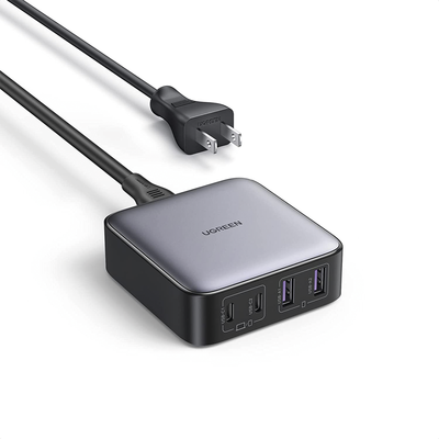 [N4-90735-218882] Cargador de escritorio de 65W | 4 Puertos de Carga Rápida | 2 USB-C | 2 USB-A | Tecnología GaN II +SIC | Power Delivery 3.0 | Quick Charge 4.0 | Chip Confiable y Carga Inteligente | Optimiza la Experiencia de Carga.
