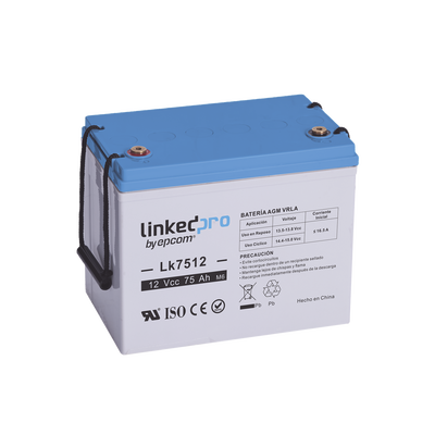 [N4-LK7512-230361] Batería 12 Vcc / 75 Ah / UL / Tecnología AGM-VRLA / Vida útil promedio de 5 años / Para uso en equipo electrónico / Sistemas de emergencia y aplicaciones fotovoltaicas Terminales T3