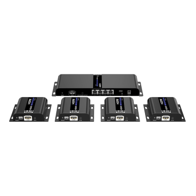[N4-TT3144KHDBITT-190708] Kit Divisor y Extensor HDMI (Extender Splitter) | Divide 1 Fuente HDMI a 4 Pantallas | Extiende la señal HDMI hasta 120 m | Resolución 4Kx2K @ 60 Hz | Cat 6/6a | Uso 24/7 | Longitud del cable autoajustable