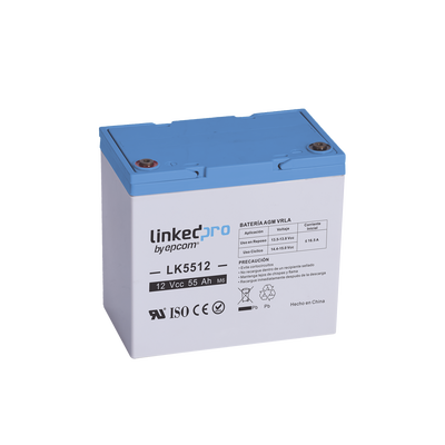 [N4-LK5512-230358] Batería 12 V / 55 Ah / UL / Tecnología AGM / Vida útil promedio de 5 años / Para uso en equipo electrónico, Alarmas de Intrusión / Incendio/ Control de acceso / Video Vigilancia / T2
