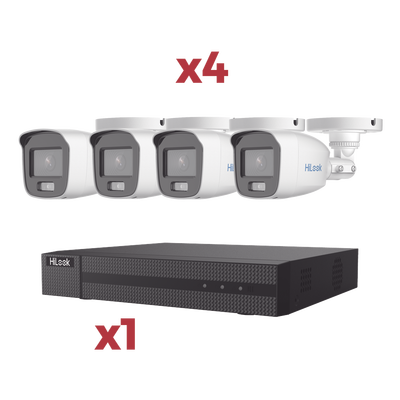 [N4-HL-24B-KIT-240858] [Kit] DVR 4 Canales TurboHD + 1 Canal IP / 2 Megapixel (1080pLite) / AcuSense Lite / Audio por coaxitron / 1 Bahia de disco duro / 4 Cámaras 2 Megapixel tipo Bala / ColorVu Lite + Microfono Integrado