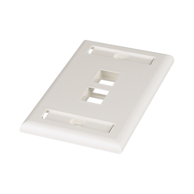 [N4-NK2FIWY-74123] Placa de Pared Vertical, Salida Para 2 Puertos Keystone, Con Espacios Para Etiquetas, Color Blanco Mate