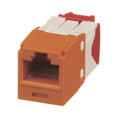 [N4-CJ5E88TGOR-198275] Conector Jack RJ45 Estilo TG, Mini-Com, Categoría 5e, de 8 posiciones y 8 cables, Color Naranja