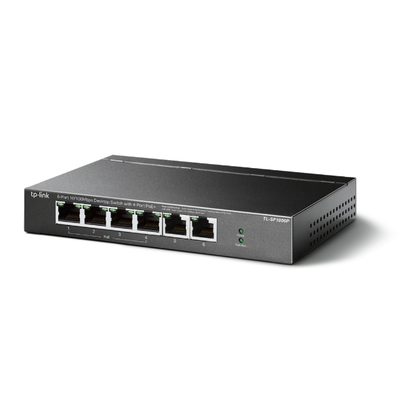 [N4-TLSF1006P-189957] Switch PoE no Administrable de escritorio / 6 puertos 10/100 Mbps / 4 puertos PoE af/at / Presupuesto 67 W / Modo Extensor hasta 250 m / Calidad video prioritaria